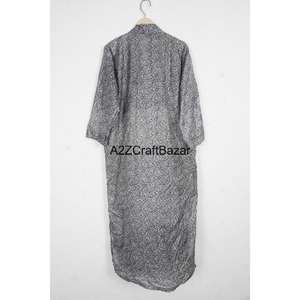 Robe kimono en soie indienne faite à la main, col en V, fermeture à cordon, manches trois quarts, design patchwork, élégante pour femmes, quatre saisons - Product Image 4