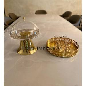 Bandeja de Chocolate de Metal elegante hecha a mano para servir en casa plato de bebida y postre de té ecológico decorativo Simple - Product Image 2