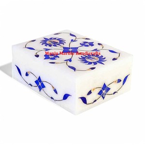 Mejor diseño hecho a mano madre de perla caja de incrustaciones de mármol azul Floral forma Rectangular para joyería regalo Idea caja de almacenamiento - Product Image 1