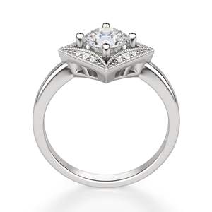 Bague de fiançailles en moissanite coupe ronde avec halo de cadre princesse pour anniversaire d'anniversaire ou mariage Bague cadeau unique - Product Image 2