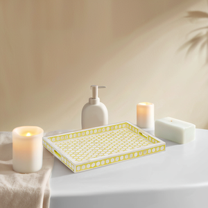Luxury Yellow Hexagon Resin Serving Tray Decorative <b>Coffee</b> <b>Table</b> Ottoman Vanity Organizer Handcrafted Home Decor Display Accent - Product Image 4