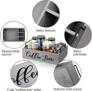 Boîte de rangement pour café en bois de pin peint, écologique, pour organiser les dosettes de café et les accessoires - Product Image 1