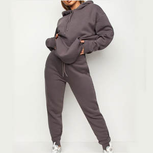 Nuevo chándal de lana personalizado para mujer, conjunto de 2 piezas de invierno y otoño, conjunto de chándal con capucha para salón, conjunto de 2 piezas - Product Image 1