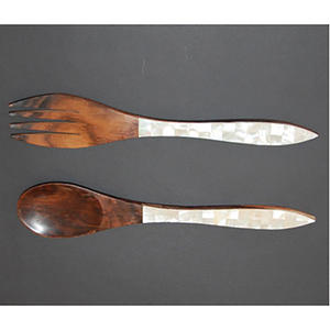 Juego de Cubiertos de Metal de alta calidad, cuchara y tenedor, artesanías con incrustaciones, joyería SEASHELL para bodas - Product Image 2