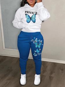 Ensemble de sweatshirt à capuche grande taille et imprimé de lettres pour l'automne et l'hiver Ensemble de survêtements quotidiens et décontractés à manches longues pour femmes Tendance - Product Image 6