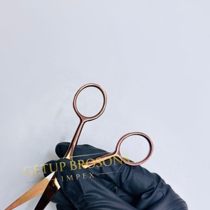 Ciseaux de coiffure professionnels en acier inoxydable couleur or rose, pour droitiers, ciseaux plats pour barbier, ciseaux à effiler pour franges, manche long 6H, 29 cm - Product Image 5