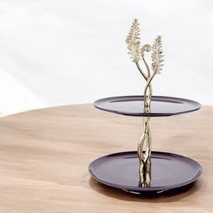 Support à gâteau en aluminium à 2 niveaux au design attrayant avec fini miroir utilisé pour la décoration de table de mariage et d'hôtel de luxe - Product Image 5
