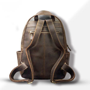 Mochila de viaje de negocios unisex, novedad, logotipo personalizado, cuero genuino, impermeable, diseño sencillo, forro de algodón, cremallera - Product Image 3