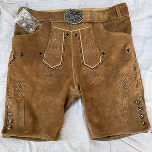 Lederhosen bavaroises brodées en cuir, taille mi-haute, respirantes, coupe-vent, tenue traditionnelle pour hommes pour l'Oktoberfest - Product Image 1
