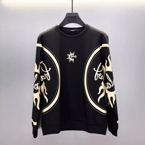 Nuevo Conjunto de Moda para Hombre con Pedrería de Lujo, Sudadera con Capucha Negra y Pantalones, Traje de Alta Calidad, Estilo de Terciopelo Dorado de Doble Cara - Product Image 2