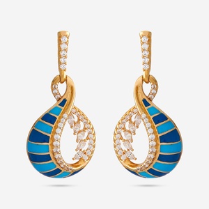 Drop <b>Earrings</b> for Party Trendy Gold-Plated Pearl & <b>Diamond</b> Water Drop <b>Earrings</b> Religious Style Gift Option - Product Image 1