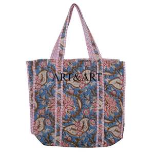 Sac cabas bohème d'été pour femme, écologique, en coton matelassé, tendance, avec bandoulière, deux poches lavables, pour usage quotidien, plage, shopping - Product Image 1