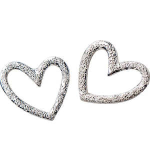 Orecchini Pendenti a Cuore Aperto in Oro Martellato 14K/18K Giallo/Oro Rosa con Diamanti Taglio Smeraldo - Product Image 1