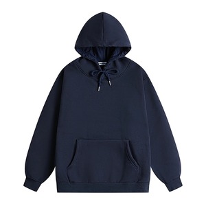 เสื้อสเวตเตอร์ถักมีฮู้ดสไตล์เกาหลีสำหรับผู้ชายเสื้อกันหนาวแบบสวมหัวทรงโอเวอร์ไซส์ลำลองให้ความอบอุ่นมีสไตล์สีทึบ - Product Image 6