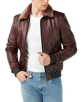 Blouson de moto en cuir de vache véritable marron, col montant, respirant, imperméable et coupe-vent, pour homme, grande taille, style urbain, vente en gros
