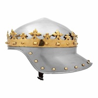 Casque de chevalier médiéval artisanal en acier antique, modèle Couronne du Roi Richard Cœur de Lion, pour Cosplay, Affichage Historique et Décoration