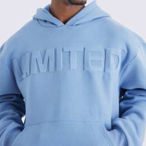 เสื้อฮู้ดโอเวอร์ไซส์สำหรับผู้ชาย, เสื้อมีฮู้ดโอเวอร์ไซส์ผ้าคอตตอนผสมเสื้อวอร์มมีกระเป๋าจิงโจ้ลายนูนโลโก้3D - Product Image 4