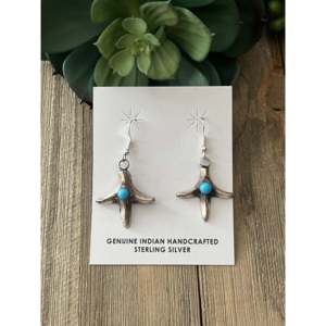 Pendientes Colgantes de Estrella Turquesa Chapados en Oro Vintage Tony Yazzie - Product Image 1
