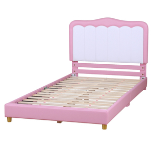 Camas Gemelas Tapizadas para Niños, Cama Infantil de Cuero PU, Cama para Niños, Cabecera Ajustable en Altura para Adolescentes para Dormitorio - Product Image 4