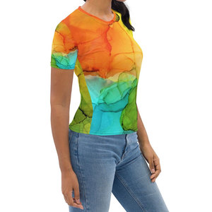 Venta al por mayor Camisas de las mujeres Sublimación Camisetas Impresión personalizada Poliéster 100% Fibra Sublimación Camisa Mejor Calidad - Product Image 3