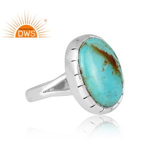 แหวนแยกพลอยเทอร์คอยส์ทำจากเงินสเตอร์ลิงธรรมชาติสีเงินออกซิไดซ์สำหรับผู้หญิง - Product Image 3