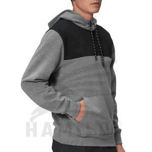Sudadera con Capucha y Media Cremallera HAMILO para Hombre, Gris y Negro, de Forro Polar, Informal, con Bolsillo Delantero y Logotipo Estampado, para Otoño - Product Image 4