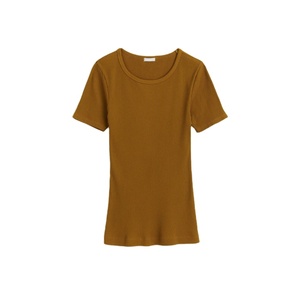เสื้อยืดสตรีผ้าฝ้าย100% แขนสั้นเสื้อท่อนบนผ้าฝ้ายสั้นแบบพิมพ์โลโก้ได้ตามต้องการ - Product Image 1