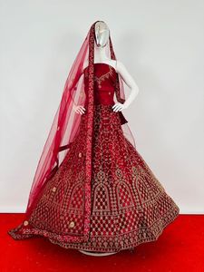 Indian Pakistani Style Women's Wedding Lehenga Choli Full <b>Net</b> Lehenga Choli Dupatta Blouse with Embroidery Work for Adults - Product Image 5