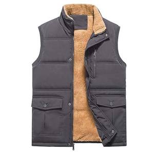 Premium <b>White</b> <b>Men's</b> Canvas Puffer <b>Vest</b> with Stand Collar and Front Logo-Winter Outdoor Casual Layering Lightweight Warm - Product Image 5