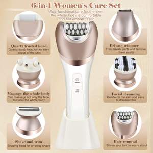 Depiladora Eléctrica 6 en 1 IPX7 para Mujer, Recortadora de Vello, Depilación para Bikini y Vello Púbico, Afeitadora Rotatoria USB Recargable - Product Image 2