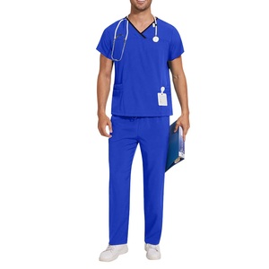 Ensemble de gommages hospitaliers en sergé spandex unisexe de nouveau style Uniformes d'infirmière avec détection d'aiguille adaptés au confort des soins infirmiers - Product Image 1