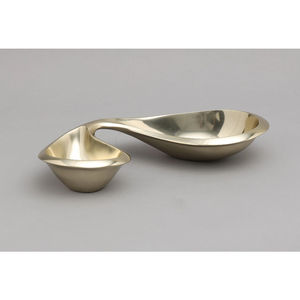 Cuenco de chocolate de doble sección dorado de aluminio, cuenco de servicio de diseñador moderno para decoración de sala de estar y comedor - Product Image 2