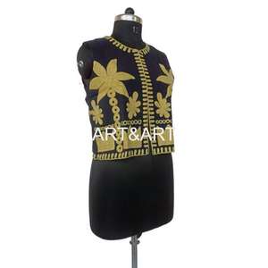 <b>Women's</b> Trendy Handmade Cotton Suzani Embroidery Winter Short Reversible Front <b>Wedding</b> Wear Coat Bridesmaids Uzbek Embroidery - Product Image 5