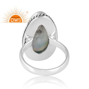 แหวนพลอยโอปอลของท้องฟ้าออโรร่าสีเงินสเตอร์ลิงเครื่องประดับแบบสั่งทำของขวัญสำหรับผู้หญิงสำหรับเธอ - Product Image 2