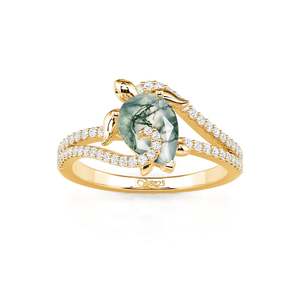 Bague de promesse Jeulia plaquée or rose avec tortue Hug Me et agate mousse en acier inoxydable - Product Image 3