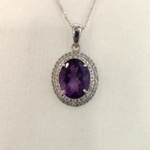 Colgante de amatista DE PLATA 925 con diseño ovalado de circón, joyería de piedras preciosas para mujer - Product Image 6