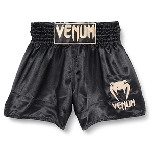 Shorts de boxe Muay Thai personnalisés sublimés, respirants, noirs unis, taille élastique, entraînement arts martiaux, séchage rapide, extensibles, combat - Product Image 4