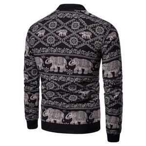 2022 hiver hommes décontracté laine veste noir col montant avec Varsity imprimé lâche coupe vêtements de base - Product Image 5