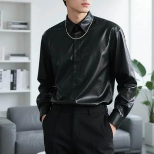 เสื้อเชิ้ตหนังแท้ผู้ชายคุณภาพพรีเมียม ขายส่ง รับผลิตตามแบบ OEM เสื้อหนังแท้แฟชั่นสตรีทแวร์สำหรับผู้ชาย - Product Image 3