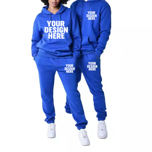 Survêtement à capuche surdimensionné d'hiver en coton XXL pour hommes, survêtements en polaire coupe-vent avec pantalon de deux pièces pour le jogging - Product Image 1