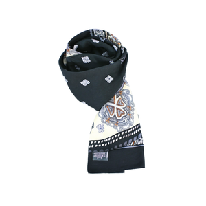 Men's Double-Sided Shawl Beige Black Ethnic Pattern Printed Special Cut Scarf - Product Image 2