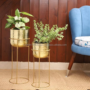 Aluminum Hammered Planter With STAND best Quality finished Gold Plated for home desktop and for gift - Product Image 3