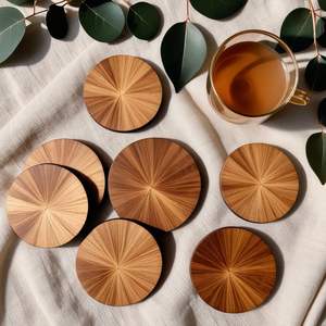 Ensemble de dessous-de-verre carrés en bois élégants pour cuisines modernes, offrant une finition résistante aux rayures et un savoir-faire de qualité supérieure - Product Image 5