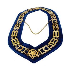 MASONIC REGALIA MASTER MASON LODGE, CADENA DE METAL DORADO COLLAR MORADO - Product Image 6