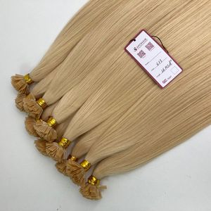 Extensiones de cabello humano liso Rubio de punta plana vietnamita de 16 pulgadas #613, cabello Remy virgen de alta calidad, cabello con cinta preadherida - Product Image 5