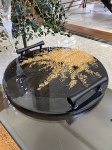 Plateaux en résine avec poignée en métal pour anniversaire mariage fête d'anniversaire élégant polyvalent servant des essentiels décoratifs pour la maison - Product Image 5