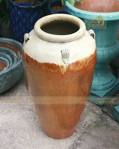 Olla de cerámica esmaltada de color crema-rojo degradado, decoración moderna ecológica y duradera para el hogar y el jardín para uso interior/exterior - Product Image 2