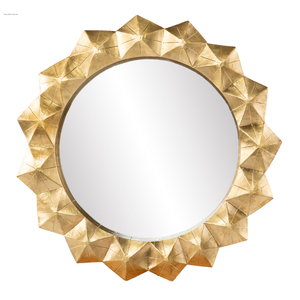Modern Fancy Unique Shape Metal <b>Round</b> <b>Frame</b> Wall Mirror Gold Color Bathroom and Hotel Restaurant Accessories Supplies Low Price - Product Image 1