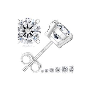 Moissanite <b>Studs</b> <b>Earrings</b> Lab Created Diamond 14K White Gold Plated 925 Sterling Silver <b>Earring</b> Jewelry Gifts for Women <b>Men</b> - Product Image 4
