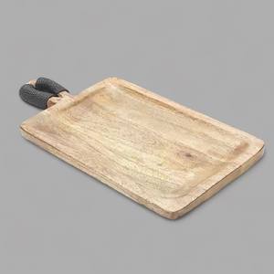 Bandeja de Servicio Portátil de Madera de Mango con Asa de Yute, Diseño Moderno, Almacenamiento para Cocina y Sala de Estar, de un Solo Nivel - Product Image 1
